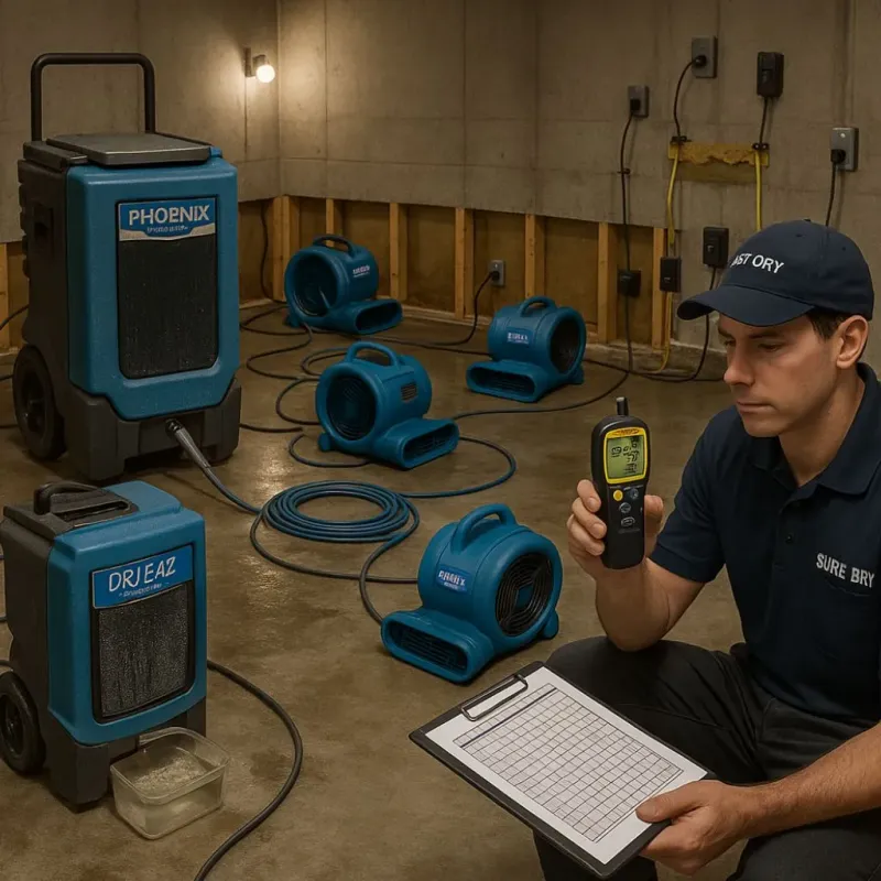 Structural Drying and Dehumidification process in Ames, TX